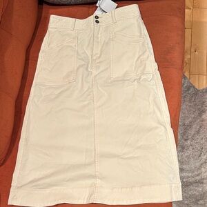 Margaret O'Leary Cream Midi Skirt with Pockets